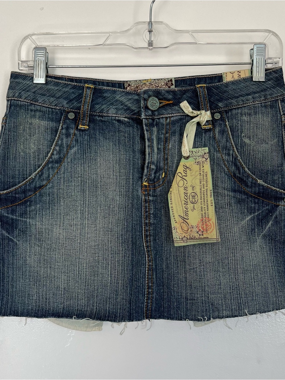 Y2K Vintage NWT American Rag Distressed Denim Mini Skirt